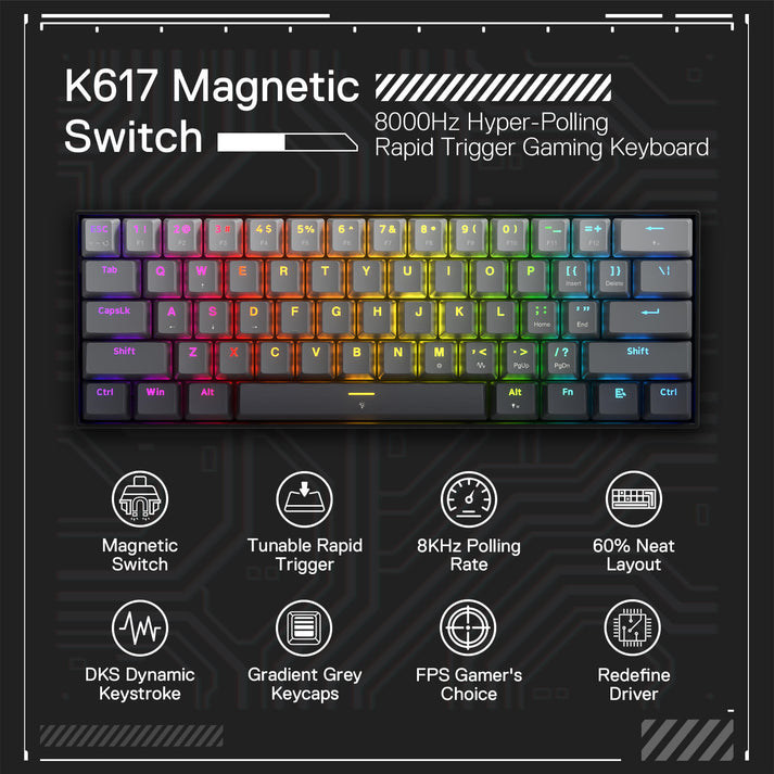 Redragon FIZZ K617 Magnetic Hall Effect Gaming Keyboard – TechCure India