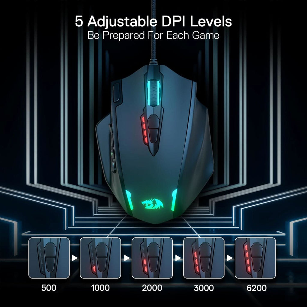 REDRAGON IMPACT M908 RGB LED MMO USB WIRED GAMING MOUSE (BLACK) – photo 3 – TechCure India