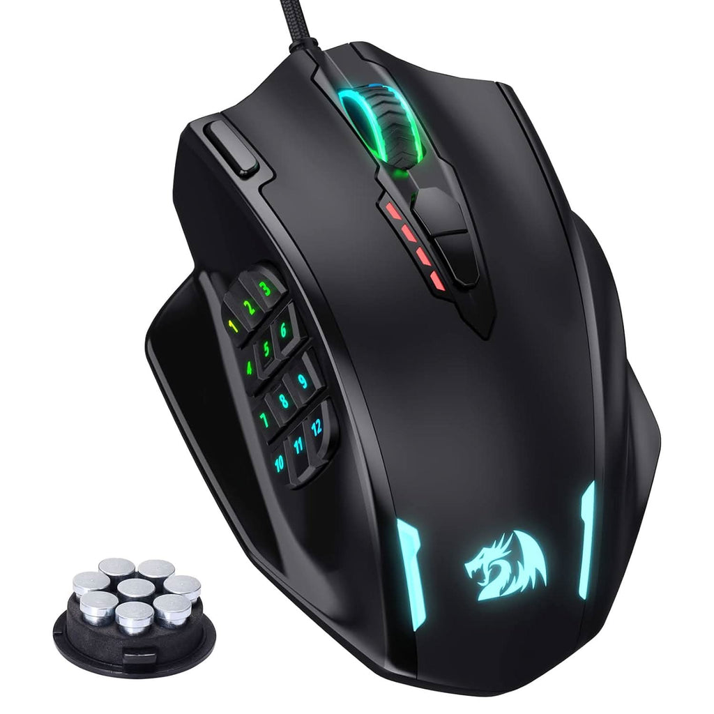REDRAGON IMPACT M908 RGB LED MMO USB WIRED GAMING MOUSE (BLACK) – TechCure India