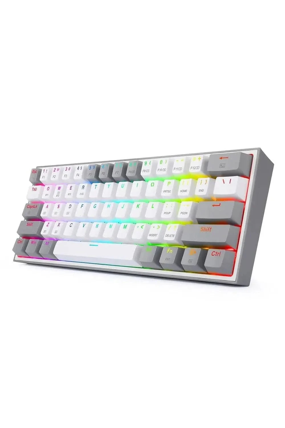 Redragon K616 Fizz PRO 60% 3-Mode Wired, 2.4Ghz Wireless, Bluetooth Mechanical Gaming Keyboard, 61 Keys Compact w/Grey and White Colour Keycaps, Linear Red Switch – TechCure India
