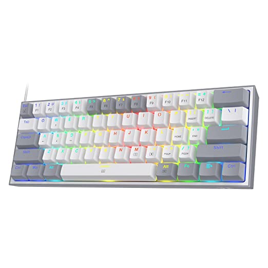 REDRAGON K617 Fizz 60% Mechanical Wired Gaming Keyboard ( White / Grey ) ( Red Linear Switch ) – TechCure India