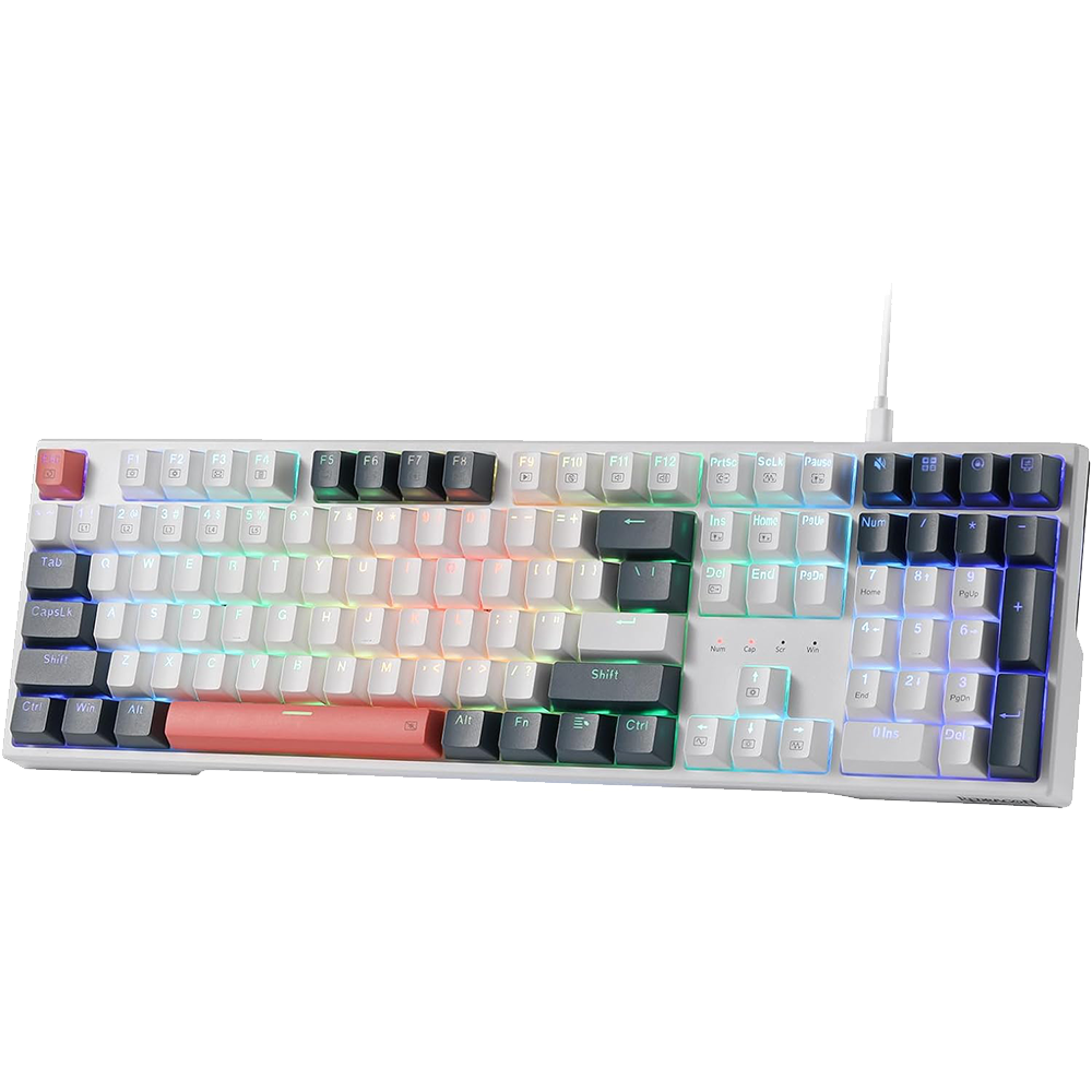 REDRAGON K668 RGB TRUNDLE WIRED (WHITE/BLACK/ORANGE SWITCH) USB MECHANICAL KEYBOARD – TechCure India