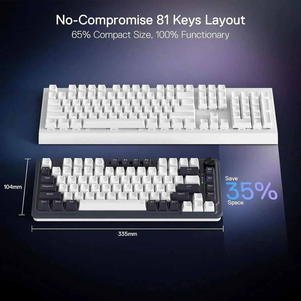 Redragon K673 PRO 75% Wireless Gasket RGB Gaming Keyboard, 3-Modes 81 Keys Compact Mechanical Keyboard Dedicated Knob Control & Sound Absorbing Pads (Linear Red Switch) – TechCure India
