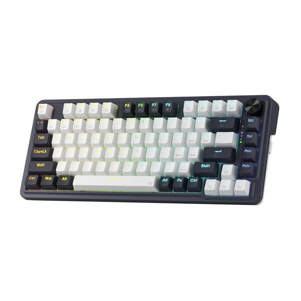 REDRAGON K673 Pro 75% Wireless RGB Mechanical Gaming Keyboard ( Black/White ) ( Red Linear Switch ) – TechCure India
