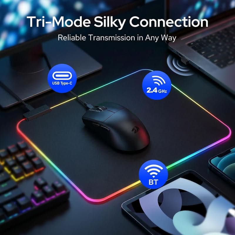 Redragon King Ultra M999 Tri-Mode Wireless Gaming Mouse with Magnetic RGB Charging Dock – Black – TechCure India