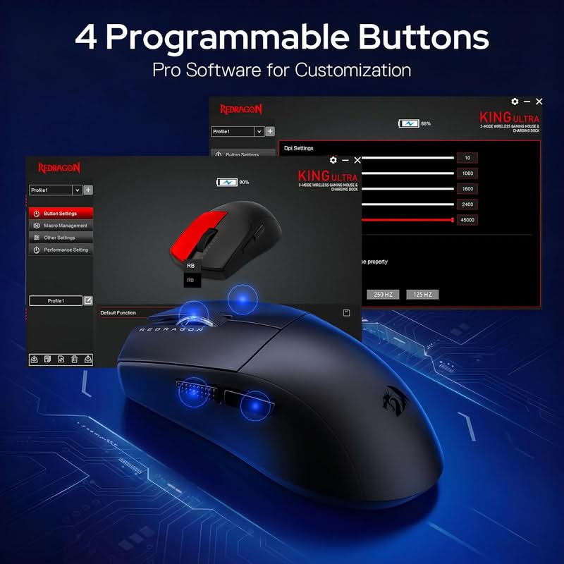 Redragon King Ultra M999 Tri-Mode Wireless Gaming Mouse with Magnetic RGB Charging Dock – photo 5 – TechCure India