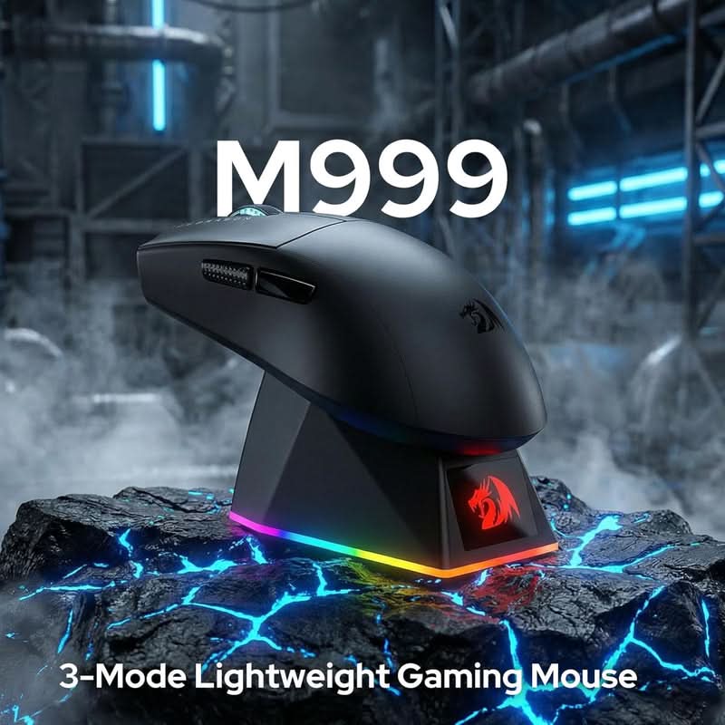 Redragon King Ultra M999 Tri-Mode Wireless Gaming Mouse with Magnetic RGB Charging Dock – photo 6 – TechCure India