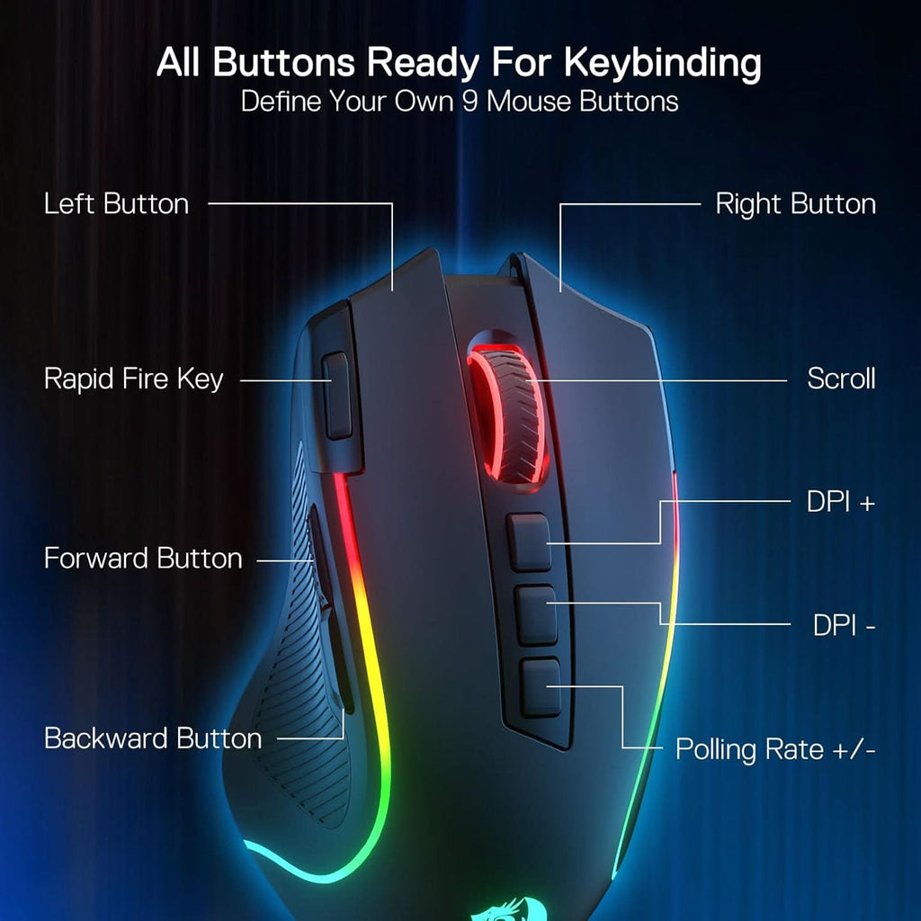 REDRAGON M612 PRO RGB GAMING MOUSE - BLACK – TechCure India