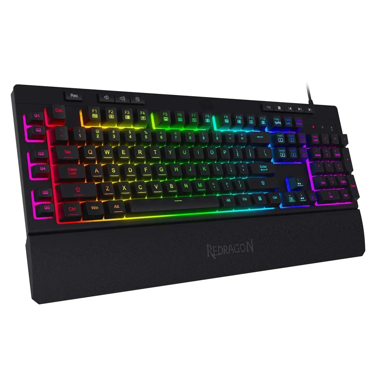 Redragon Shiva K512 RGB Backlit Membrane Wired Gaming Keyboard with Multimedia Keys, 6 Extra On-Board Macro Keys, Dedicated Media Control (Black) – TechCure India