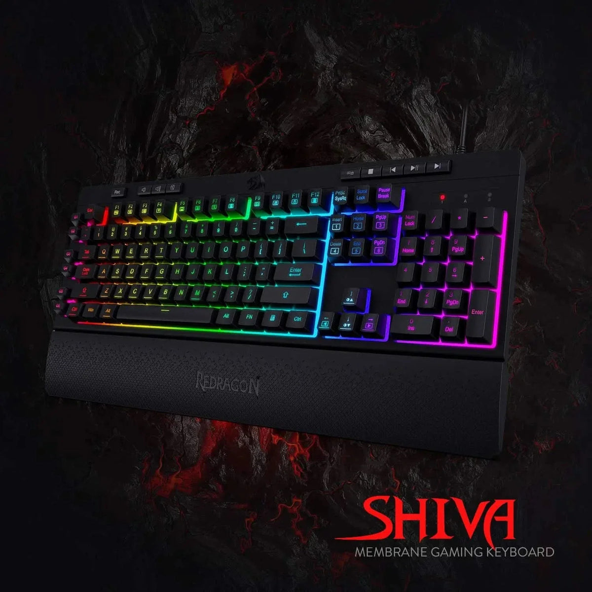 Redragon Shiva K512 RGB Backlit Membrane Wired Gaming Keyboard with Multimedia Keys, 6 Extra On-Board Macro Keys, Dedicated Media Control (Black) – TechCure India