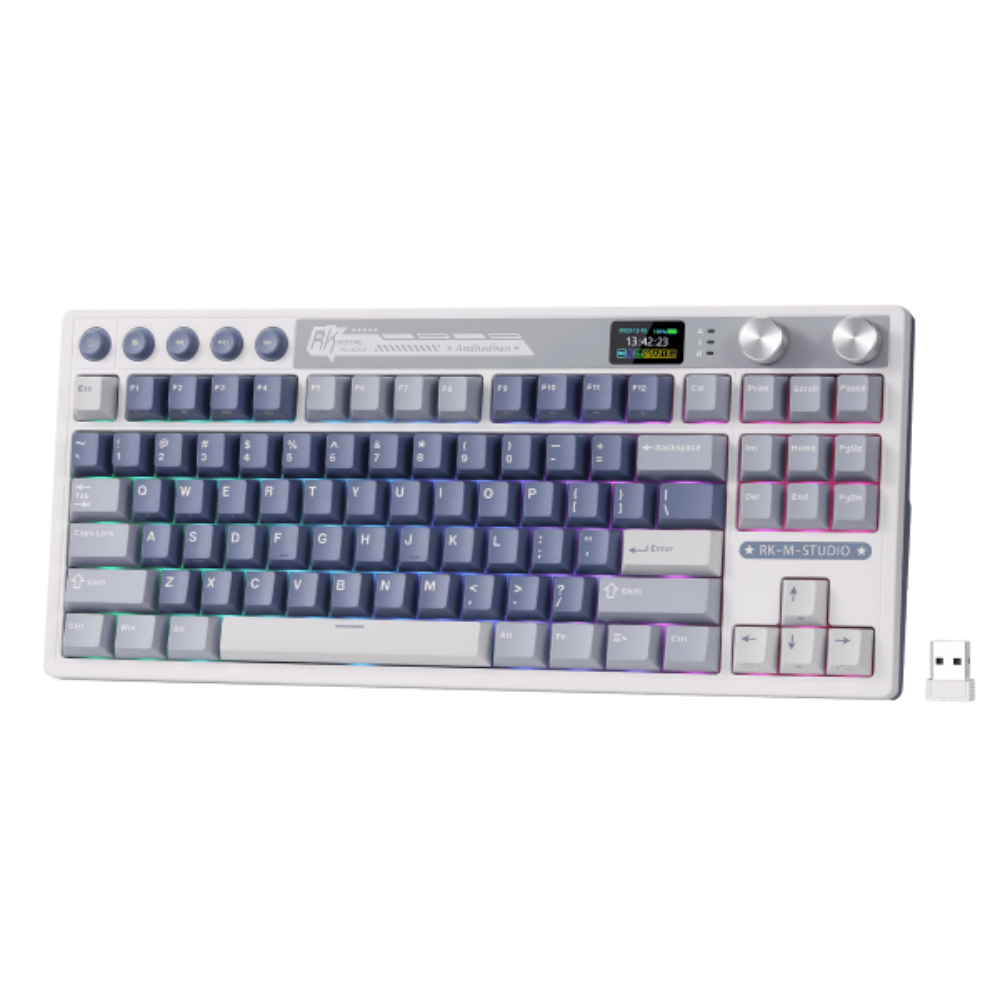 ROYAL KLUDGE RK M87 75% RGB Mechanical Wireless + Bluetooth Gaming Keyboard ( Blue ) ( Tactile Beige… – TechCure India