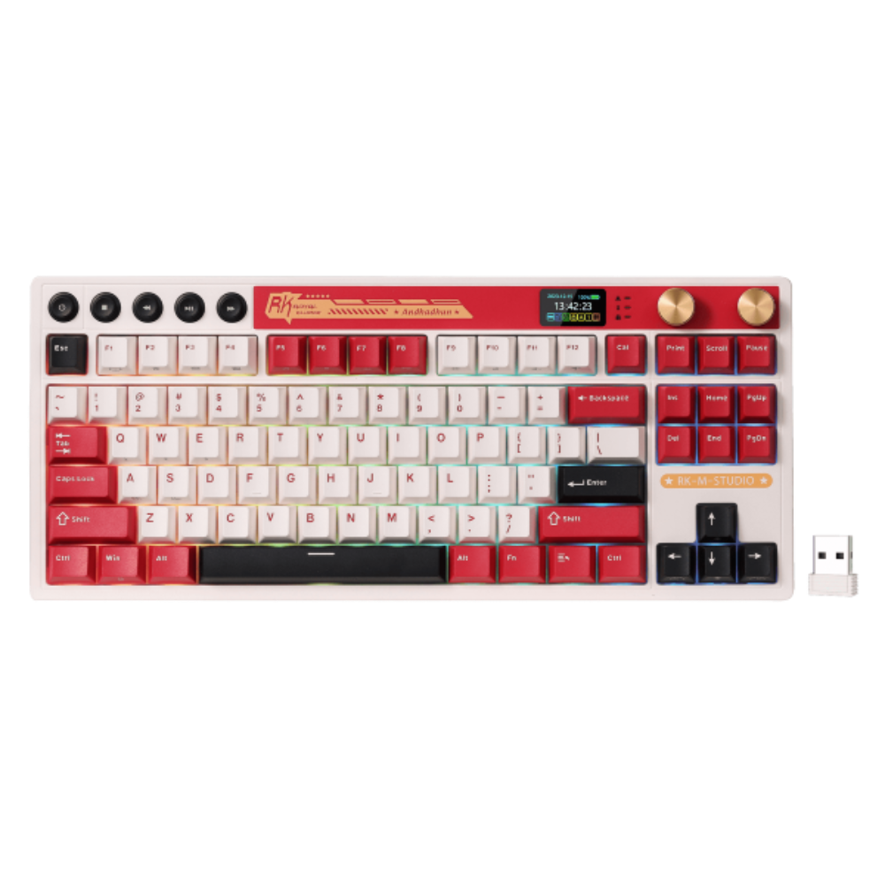ROYAL KLUDGE RK M87 TKL Tri Mode Wireless RGB Mechanical Gaming Keyboard ( Famicom ) ( Tactile Beige… – TechCure India