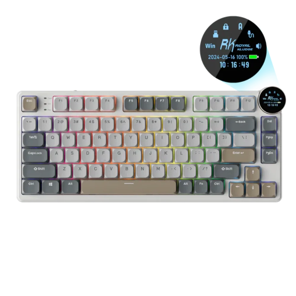 ROYAL KLUDGE RK N80 75% RGB Mechanical Wireless Gaming Keyboard ( Pearly Dawn ) ( RK Low Profile Red ) – TechCure India
