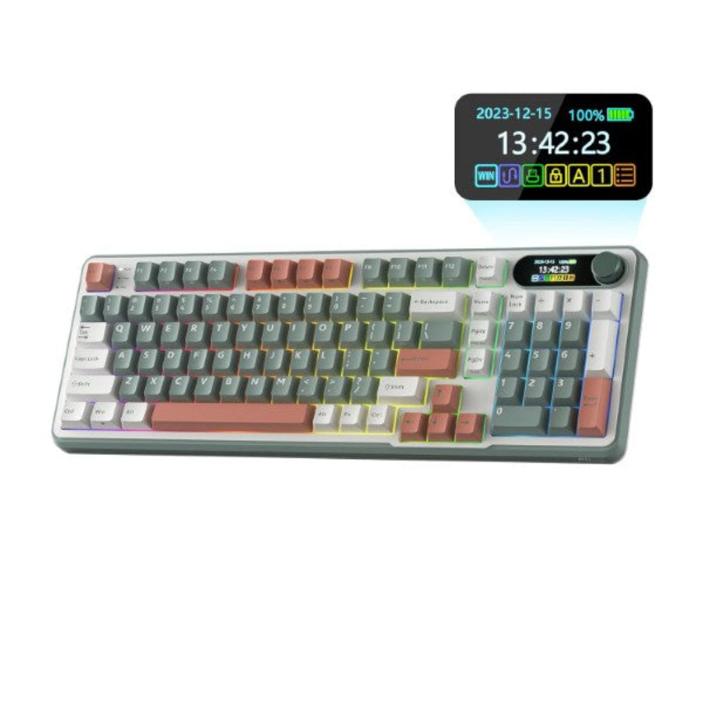 ROYAL KLUDGE RK S98 Full Size RGB Mechanical Wireless Gaming Keyboard ( Camping ) ( Chartreuse Switch ) – TechCure India