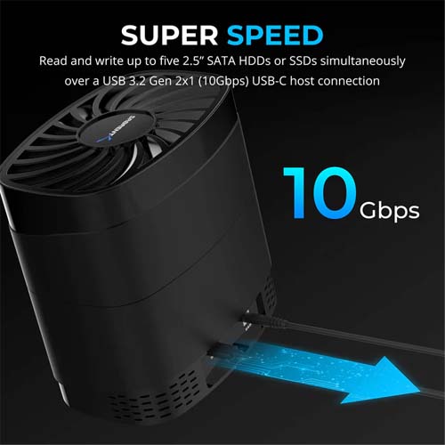 Sabrent 5 Bay USB-C Docking Station for 2.5 inch SATA HDDs and SSDs DS-5R15 – TechCure India