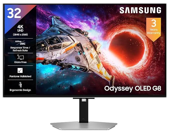 Samsung Odyssey LS32HG800 32 Inch OLED G8 Gaming Monitor Model LS32HG800SW – Max 240 Hz – TechCure India