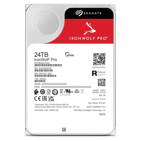 Seagate IronWolf Pro 24TB NAS 7200 RPM SATA CMR 512MB Cache Enterprise Internal HDD (ST24000NT002) – TechCure India