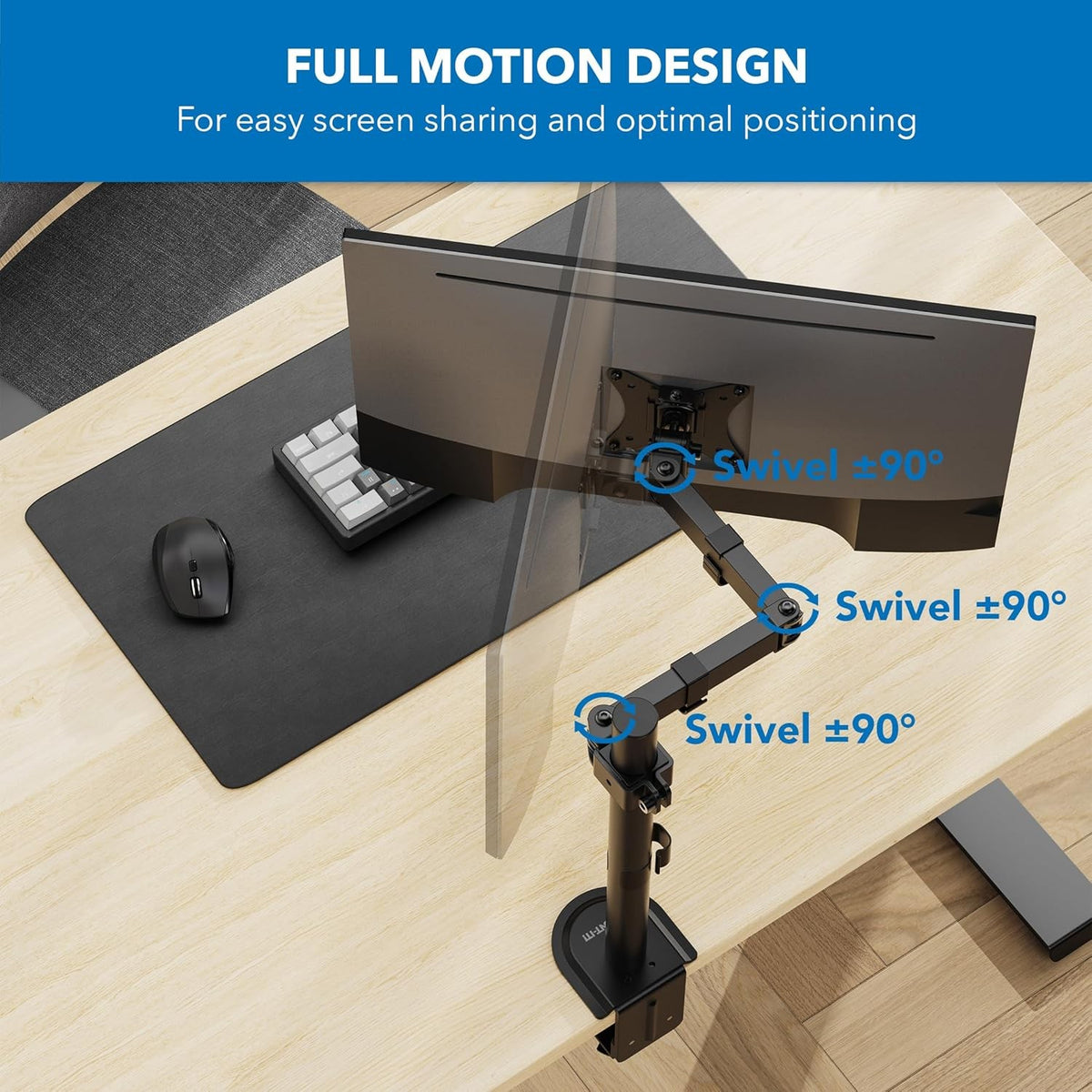 Single Monitor Arm – For 13–32inch Monitor – Mechanical Articulating Monitor Mount — image 7