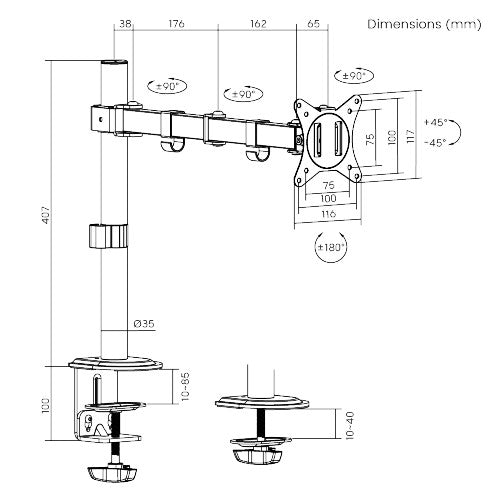 Single Monitor Arm – For 13–32inch Monitor – Mechanical Articulating Monitor Mount — image 9