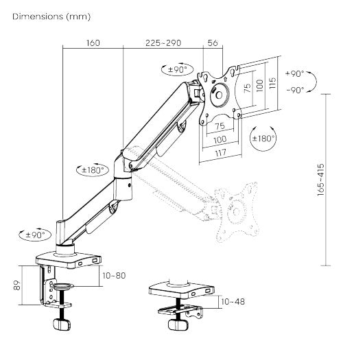 Single Monitor Gas Spring Table Stand – Desk Mount Arm (for 13–32″ Monitors/ 9kg capacity) — image 7