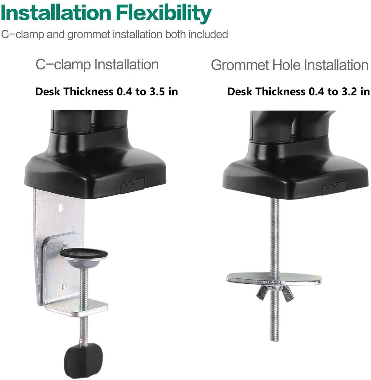 Single Monitor Gas Spring Table Stand – Desk Mount Arm (for 13–32″ Monitors/ 9kg capacity) — image 8