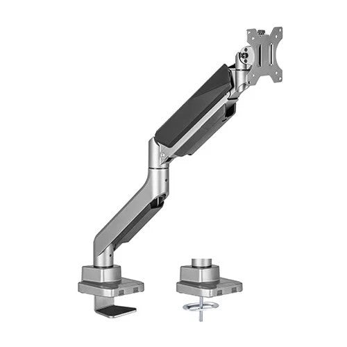 Single Monitor Heavy Duty Spring Monitor Arm – Premium Silver Aluminium Arm for Heavy Monitors (for 13″-46″ Monitors/ 18kg capacity) — image 1