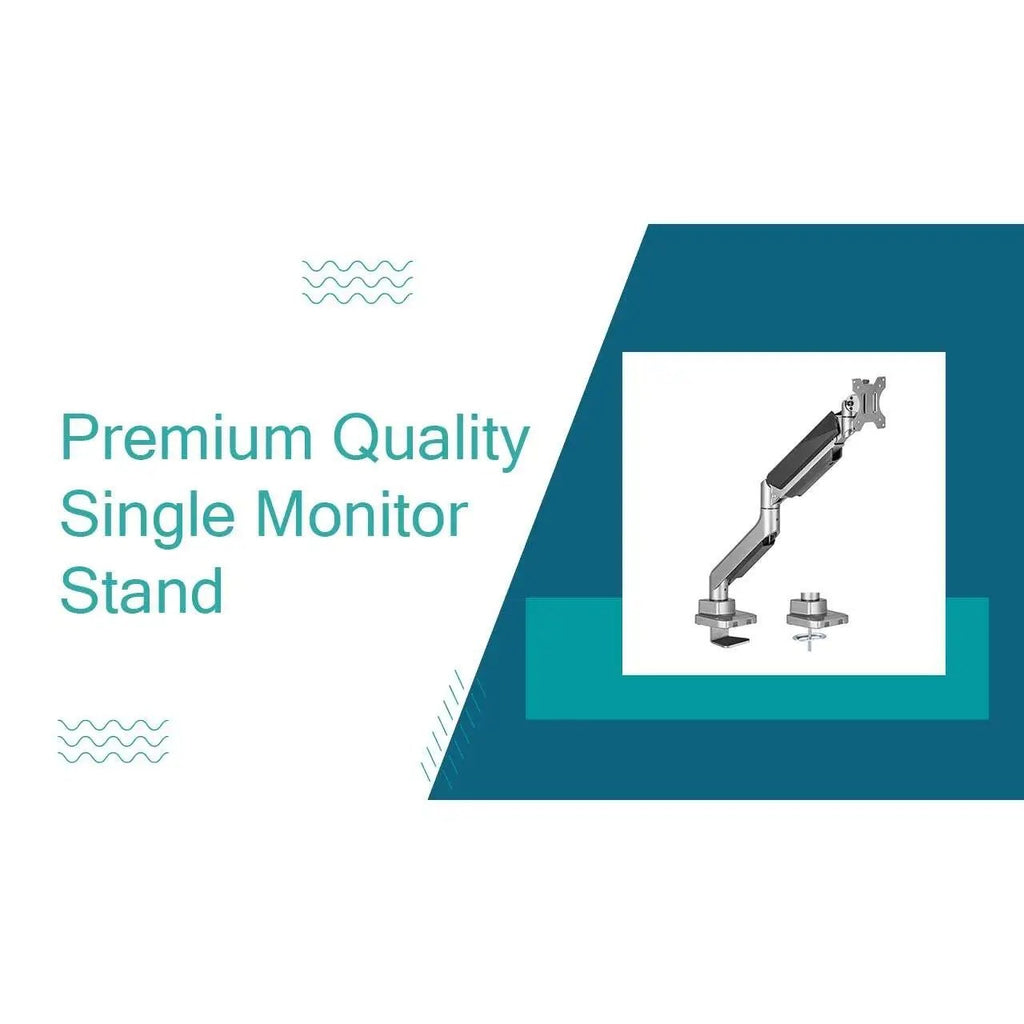 Single Monitor Heavy Duty Spring Monitor Arm – Premium Silver Aluminium Arm for Heavy Monitors (for 13″-46″ Monitors/ 18kg capacity) — image 2