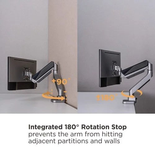 Single Monitor Heavy Duty Spring Monitor Arm – Premium Silver Aluminium Arm for Heavy Monitors (for 13″-46″ Monitors/ 18kg capacity) — image 6