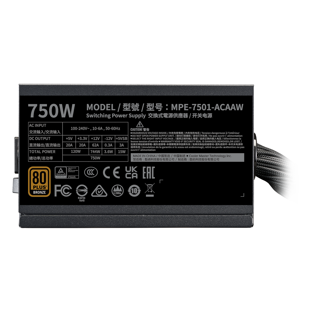 COOLER MASTER MWE BRONZE 750 V3 ATX 3.1 80 PLUS BRONZE SMPS – TechCure India