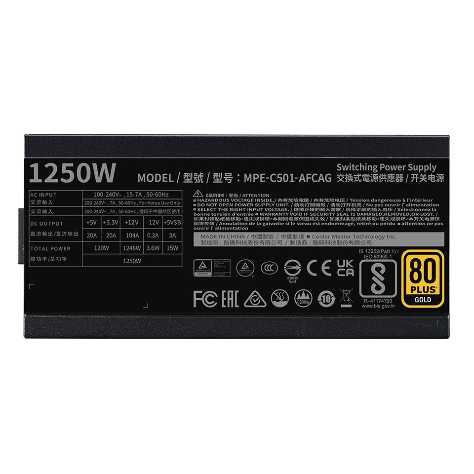 COOLER MASTER MWE 1250 GOLD V2 ATX 3.1 FULLY MODULAR POWER SUPPLY – TechCure India