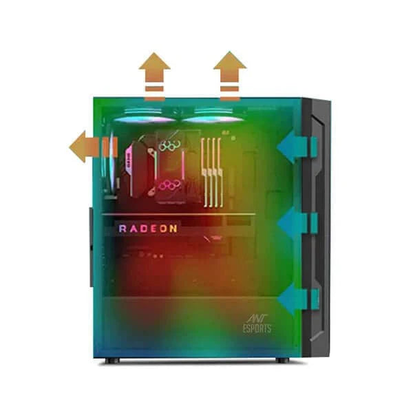 ANT ESPORTS SX3 Mesh ARGB EATX Mid Tower Cabinet (Black) - 5