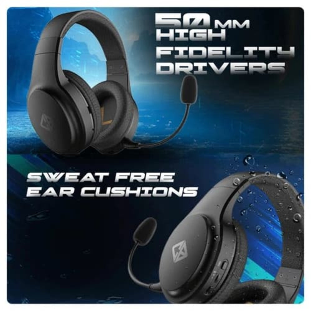 COSMIC BYTE Inferno 2.4Hz Wireless+Wired+Bluetooth 3.5mm Gaming Headphone with Mic ( Black ) - 3