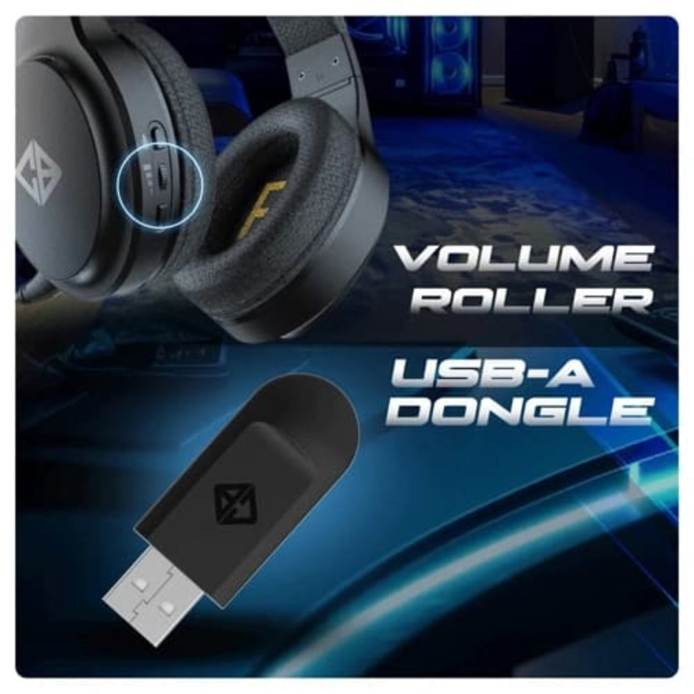 COSMIC BYTE Inferno 2.4Hz Wireless+Wired+Bluetooth 3.5mm Gaming Headphone with Mic ( Black ) - 2