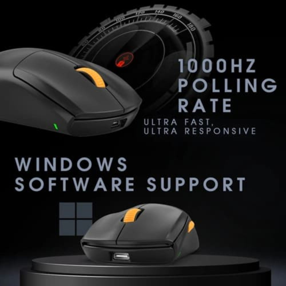 COSMIC BYTE Atlas Wireless Tri-Mode Ambidextrous Gaming Mouse ( Black ) ( 12000DPI / 5 Macro Buttons ) - 2
