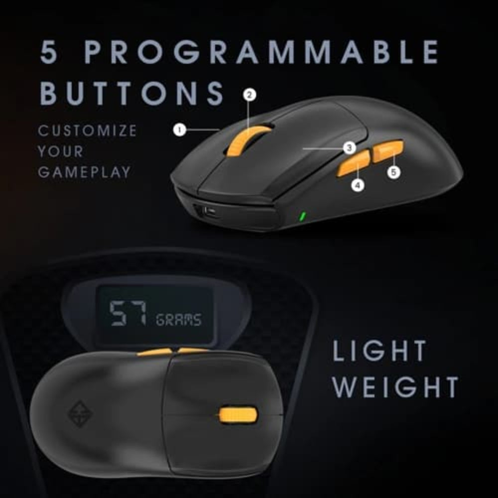 COSMIC BYTE Atlas Wireless Tri-Mode Ambidextrous Gaming Mouse ( Black ) ( 12000DPI / 5 Macro Buttons ) - 4