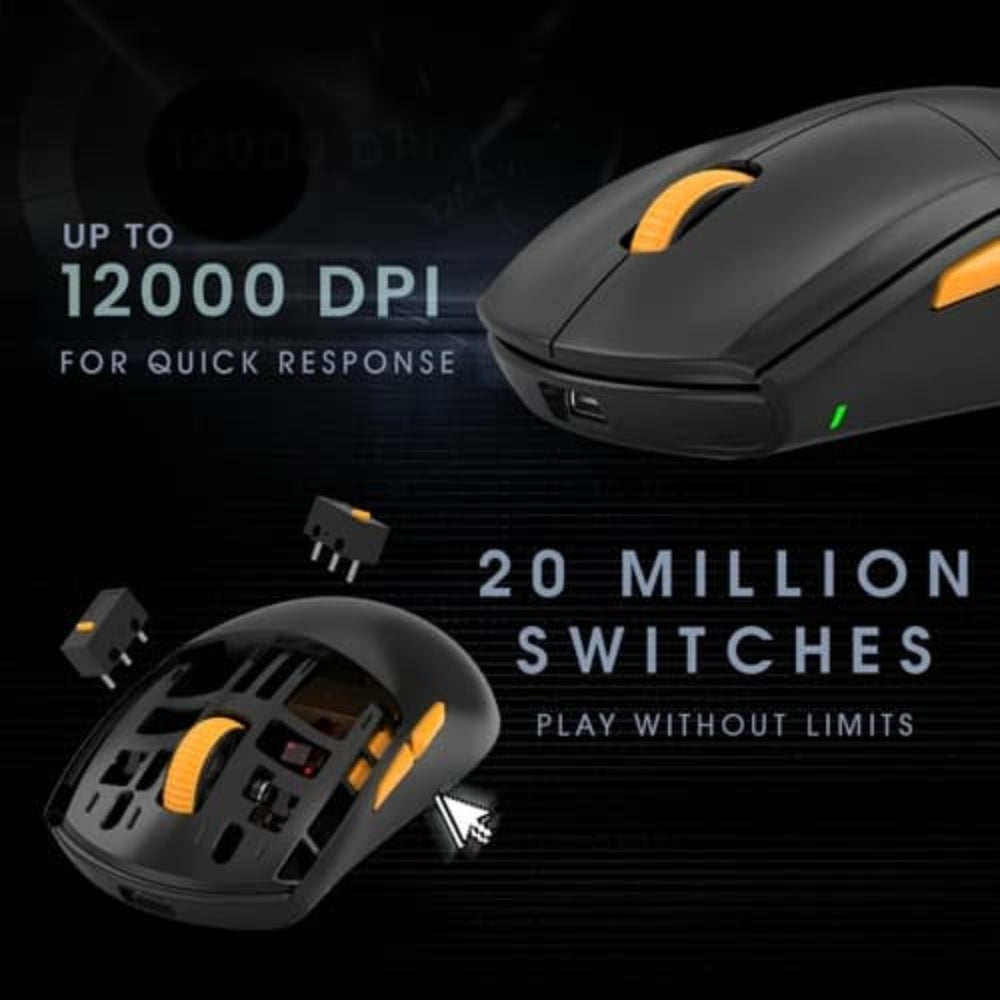 COSMIC BYTE Atlas Wireless Tri-Mode Ambidextrous Gaming Mouse ( Black ) ( 12000DPI / 5 Macro Buttons ) - 5