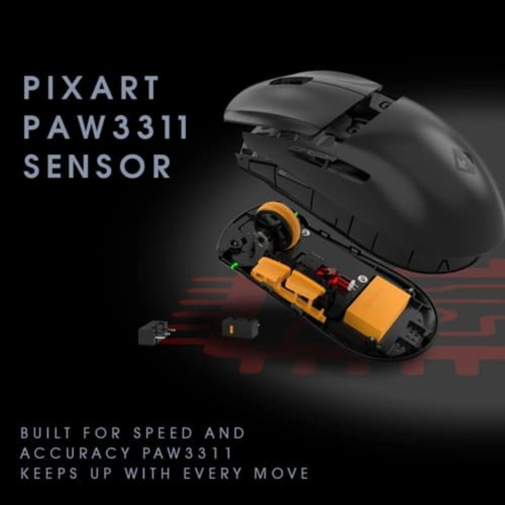 COSMIC BYTE Atlas Wireless Tri-Mode Ambidextrous Gaming Mouse ( Black ) ( 12000DPI / 5 Macro Buttons ) - 6