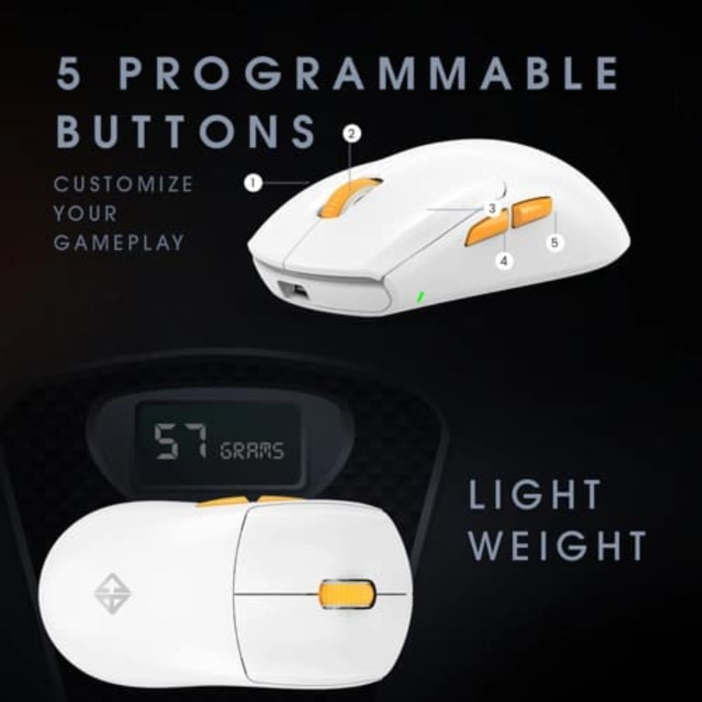 COSMIC BYTE Atlas Wireless Tri-Mode Ambidextrous Gaming Mouse ( White ) ( 12000DPI / 5 Macro Buttons ) - 4