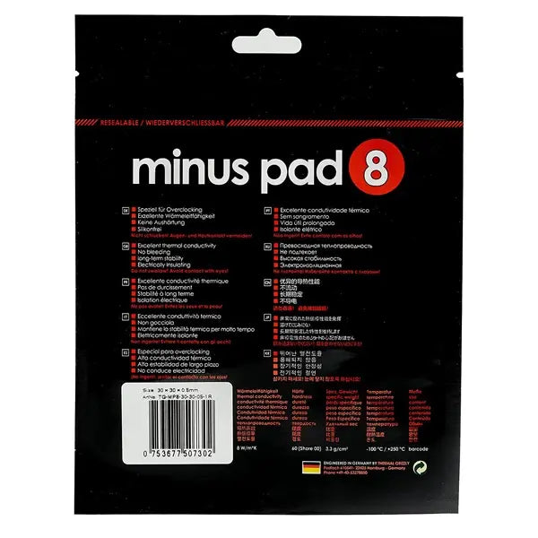 Thermal Grizzly Minus Pad 8 Thermal Pad (30 X 30 X 0.5mm) (TG-MP8-30-30-05-1R) – TechCure India