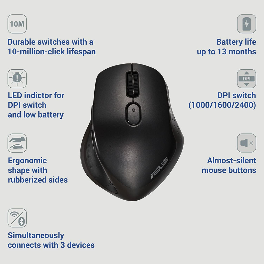 ASUS MW203 MULTI-DEVICE WIRELESS SILENT MOUSE – TechCure India