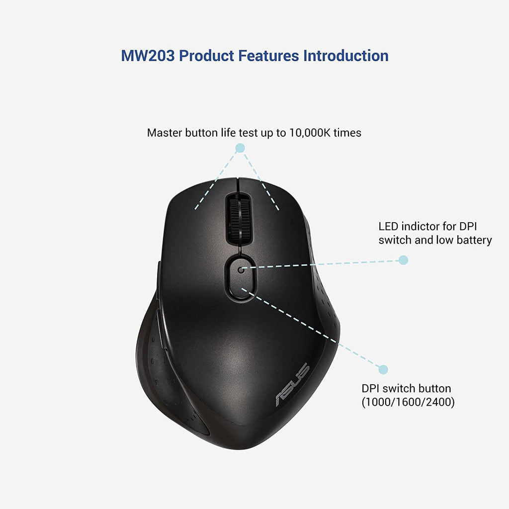 ASUS MW203 MULTI-DEVICE WIRELESS SILENT MOUSE – TechCure India