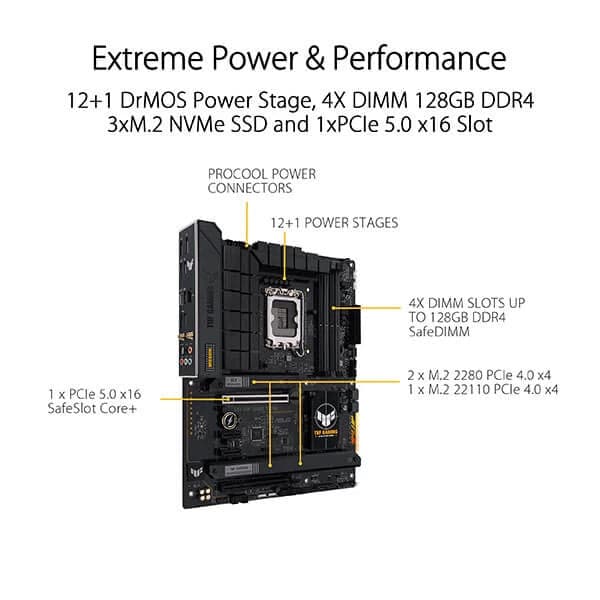 ASUS TUF Gaming B760-Plus Wifi DDR4 Intel Motherboard - 2