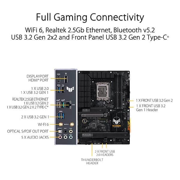 ASUS TUF Gaming B760-Plus Wifi DDR4 Intel Motherboard - 5