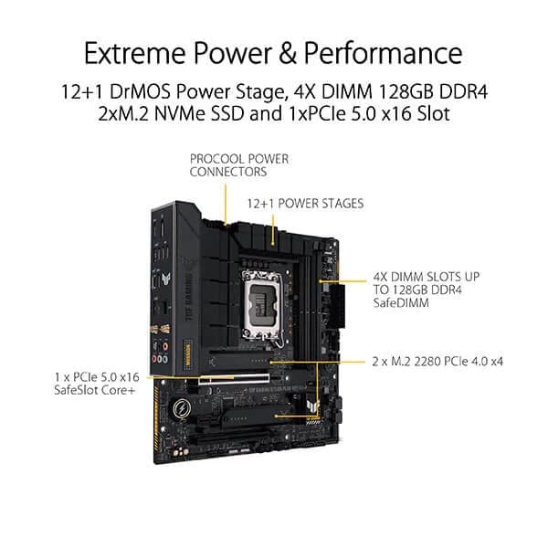 ASUS TUF Gaming B760M-Plus Wifi DDR4 Intel Motherboard - 2