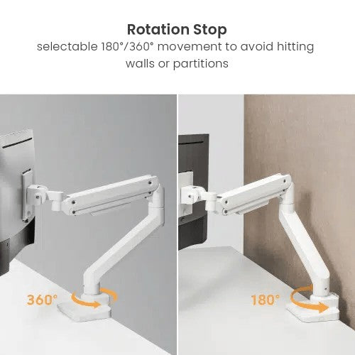 White Gas Spring Monitor Arm For Heavy and Ultrawide Monitors (for 13″-49″ Monitors/ 20kg capacity) — image 10