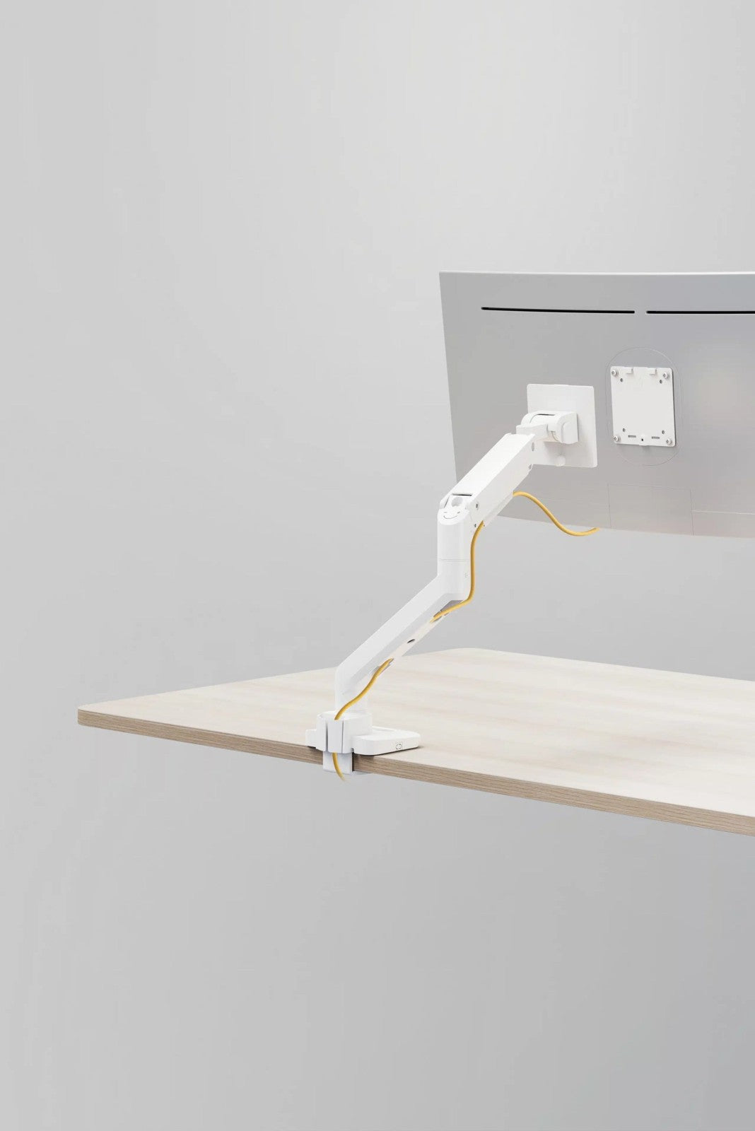 White Gas Spring Monitor Arm For Heavy and Ultrawide Monitors (for 13″-49″ Monitors/ 20kg capacity) — image 5