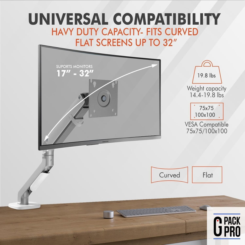 White & Grey Spring Assisted Fully Flexible Monitor Arm – For 13–32 inch Monitor – 9kg capacity — image 6