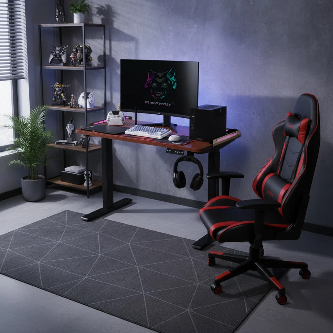Cyberwolf Hydraulic RGB Gaming Table Regular (1100mm x 600mm) Wood – TechCure India