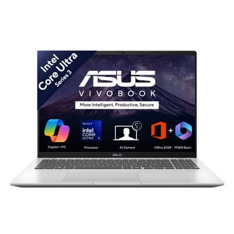 ASUS Vivobook 16, AI Powered Light Weight Laptop, Intel Core Ultra 5 325 Series 3, 16GB, 512GB, Intel Graphics, 40.64 cm 16 Inch FHD Plus, Windows 11 Home, Office Home 2024 and M365 Basic, 1 Year Validity, X1607AA-MB038WS – TechCure India