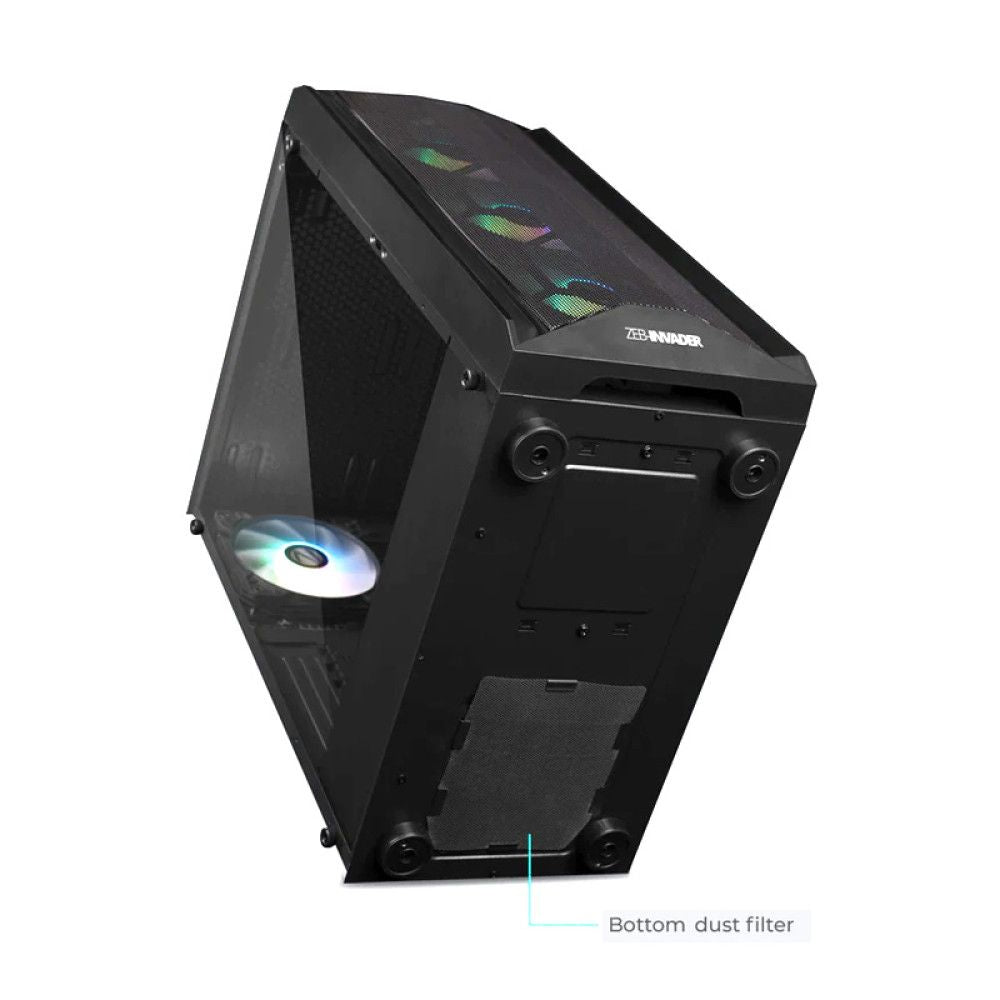 ZEBRONICS Zeb-Invader ATX Mid Tower Cabinet (Black) - 2